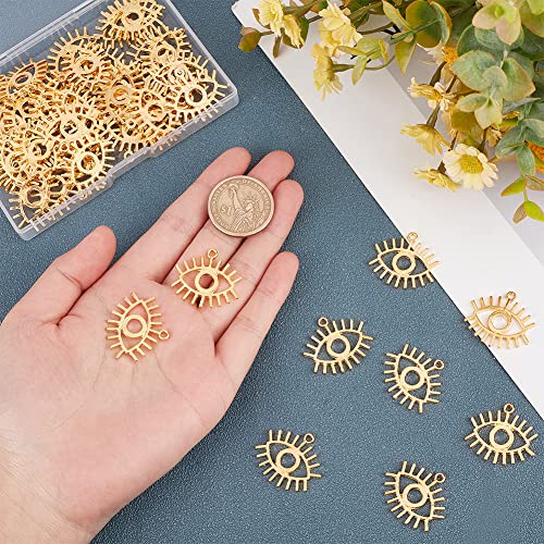 SUNNYCLUE 1 Box 50Pcs Evil Eye Charms Evil Eye Metal Charm Hollow Gold Evil Eyes Charms Lucky Charms for jewellery Making Charm Women Adults DIY Necklace Earrings Bracelet Keychain Crafts Supplies - Image 3