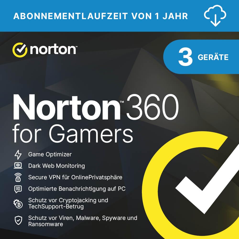 Norton 360 for Gamers 2026 | Cybersicherheit für Gamer | 3 Geräte | 1 Jahr | Aktivierungscode per Email