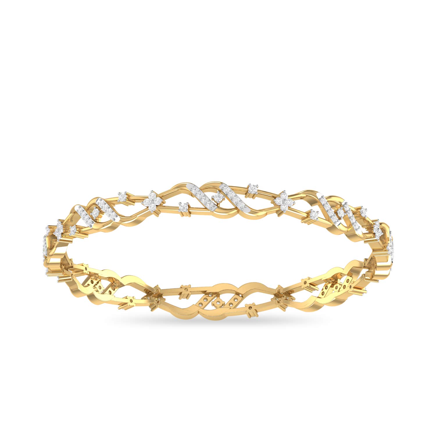 14k (585) Yellow Gold and Solitaire Bangle for Women