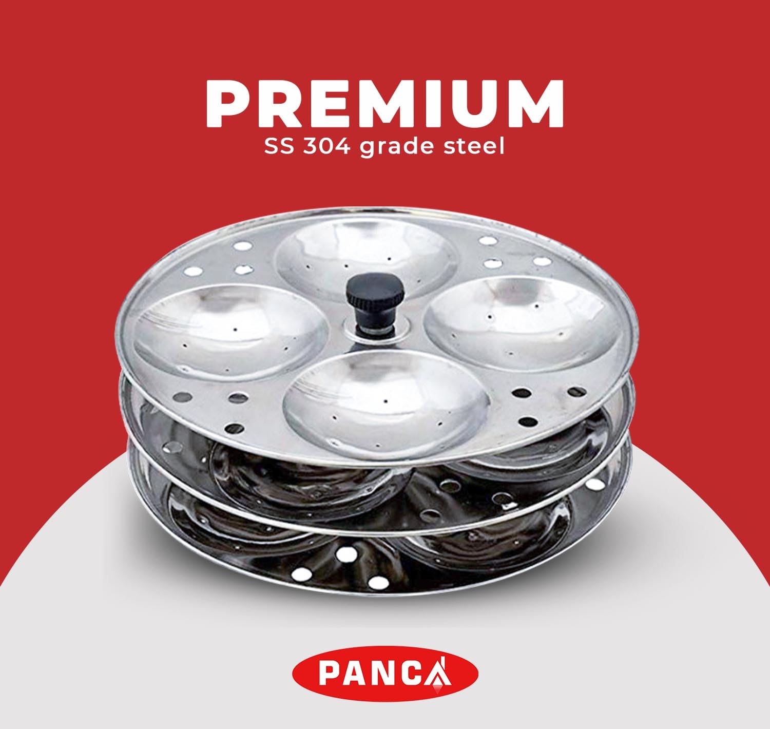 PANCA Stainless Steel Non Stick Idli Plates Idli Maker| Idli Stand with Holes for Pressure Cooker, 3 Plate, 7 Liter, Silver 2