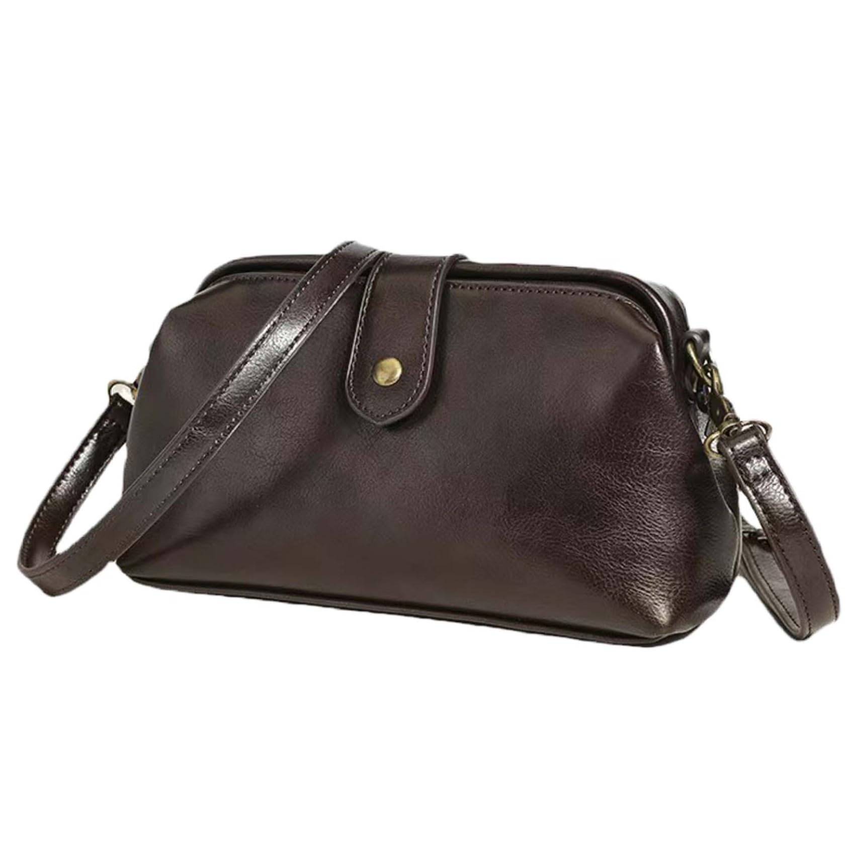 Wedhapy Doctor Bag Purse for Women Doctor Bag PU Leather Retro Purse for Women Girls Vintage Crossbody Bags with Buckle Fashion Shoulder Phone Handbags