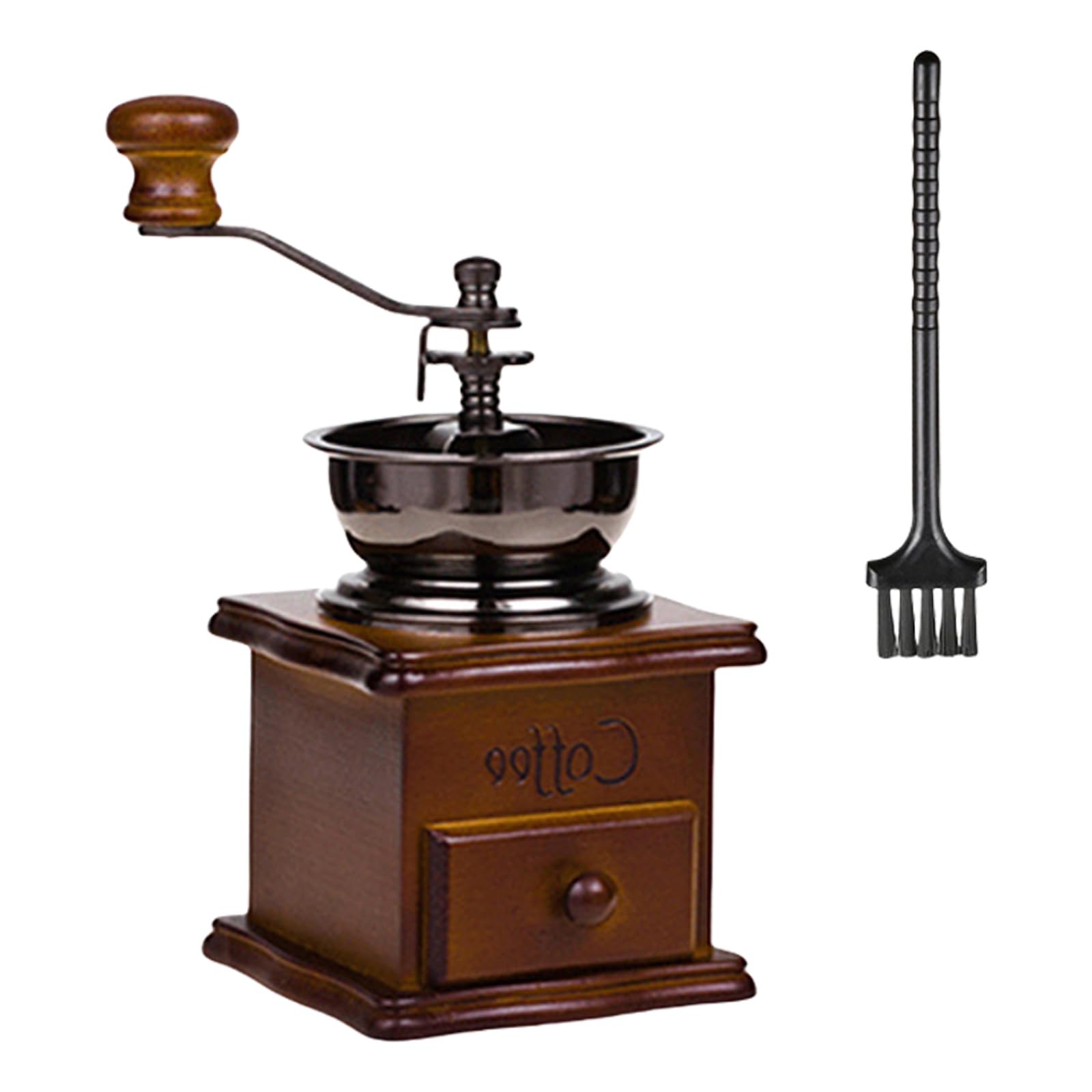 Elnwnnkc Dark Wooden Burr Grinder, Customizable Grind Size, Integrated Ideal For Pourover, Espresso, Travel Retro Wooden Coffee Mill