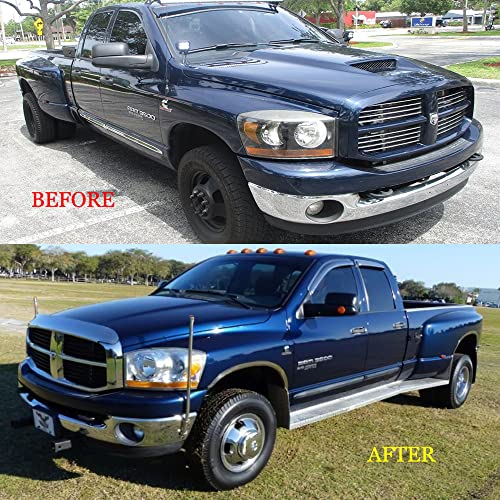 Image of 4pcs 17inch Front Rear Polished Stainless Steel Dually Wheel Simulators fit for 2003-2018 Dodge Ram 3500 Truck, 8 Lug with 5 Square Vent Holes Hupcaps Wheel Cover 17R8