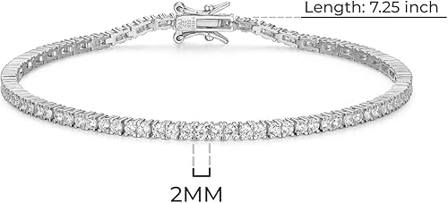Miniatura 5 de Tienda Essentials Pulsera de tenis chapada en plata de ley con circonita cúbica de corte redondo