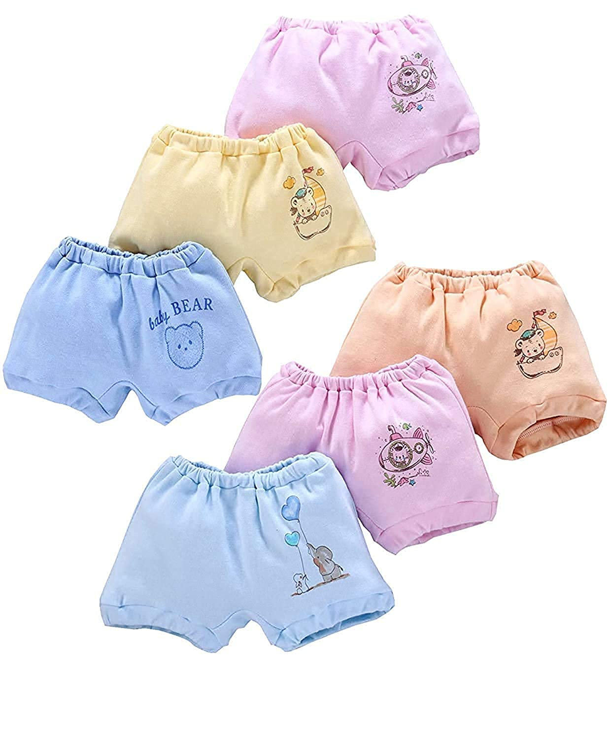 VIDHIKA Baby Boys and Girls Cotton Brief Panty Inner Underwear Drawer Combo Pack of 6