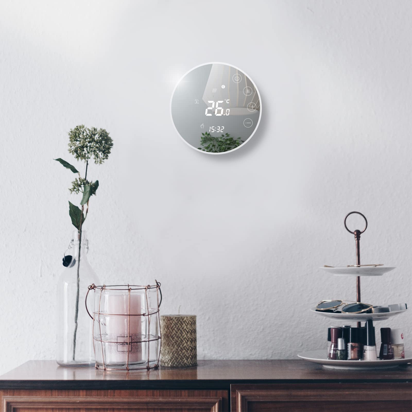Beok Tuya Thermostats Intelligents Thermostat de Chauffage Thermostats d'ambiance Thermostat WiFi pour Chauffage par Le Sol électrique Compatible avec Alexa, Google 16A TGR86