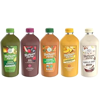 Bolt house Farm 100% Fruit Juice Variety Pack | Pack of 5 | Vanilla Chai, Berry Boost, Green Goodness, Carrot, and Golden Goodness | 52 oz-MIM