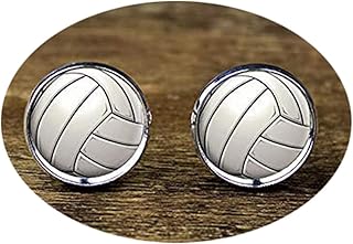 Abotoaduras feitas à mão, abotoaduras de vôlei, abotoaduras esportivas, joias de vôlei, presente de amor