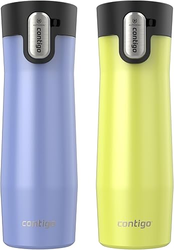Miniatura 23 de Contigo AUTOSEAL West Loop - Taza de viaje de acero inoxidable aislada al vacío con tapa fácil de limpiar, 20 onzas, sake Sake,Azul (Arándano),Aster
