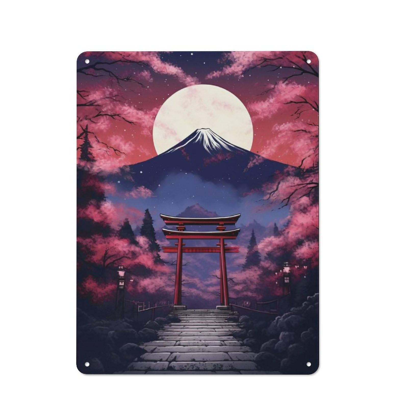 Junmoney Japan Fantasy Gate Tin Wall Plaque 40X30cm With For Café Or Restaurant, New Home Wall Decor For Hospitality Interior Collectors