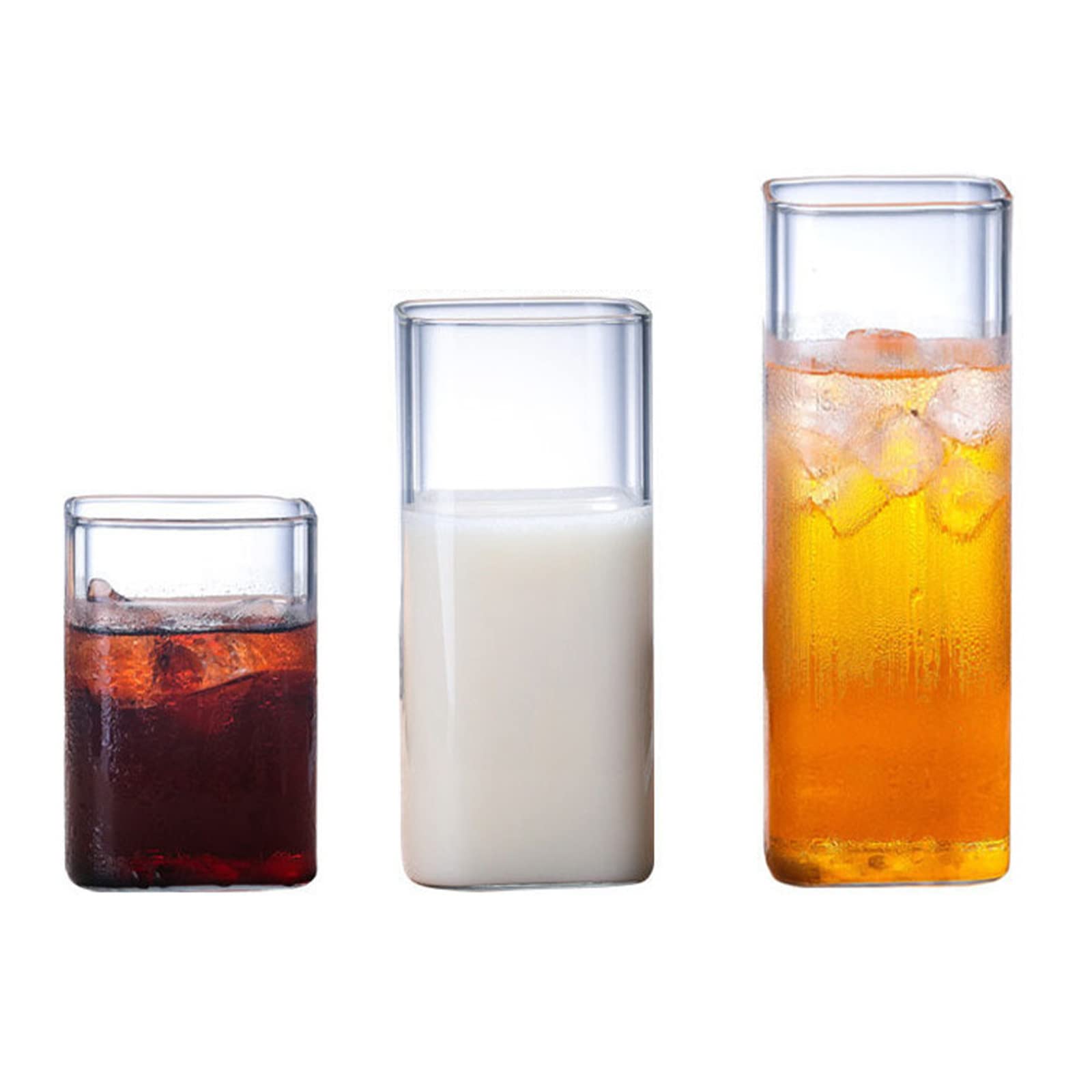 3pcs Clear Drink Glasses Stemless Glass Coffee Cups Set Clear Drink Glasses Drinking for Iced Tea Wine Beer