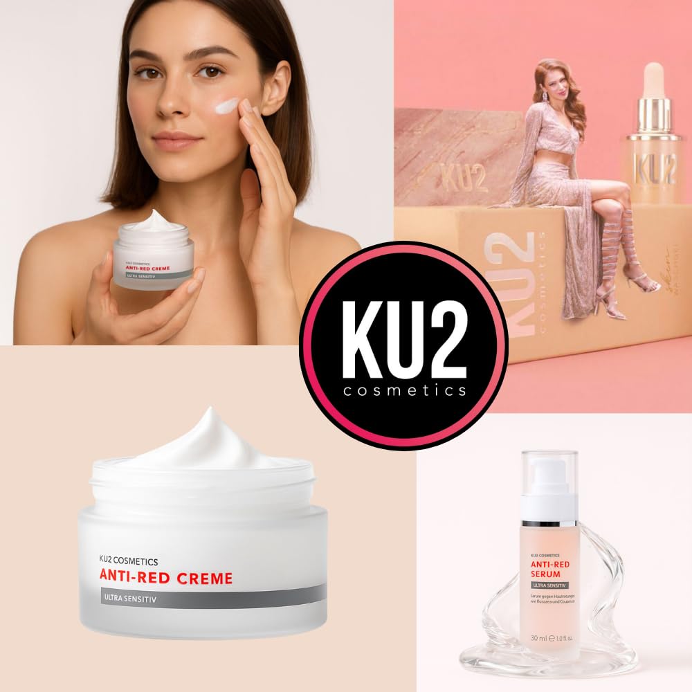 KU2 Cosmetics Anti Red Ultra Sensitiv Serum, 30 ml | Beruhigendes Gesichtsserum, Gegen Rötungen & Irritationen, Stärkt die Hautbarriere, Spendet Feuchtigkeit