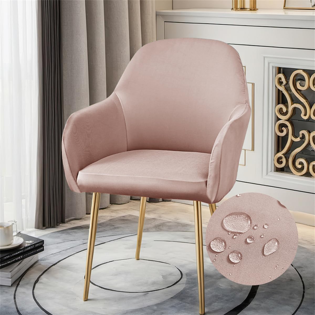 Coprisedie Elasticizzati In Velluto - Universali Per Sedie Con Braccioli, Lavabili - Foto 3