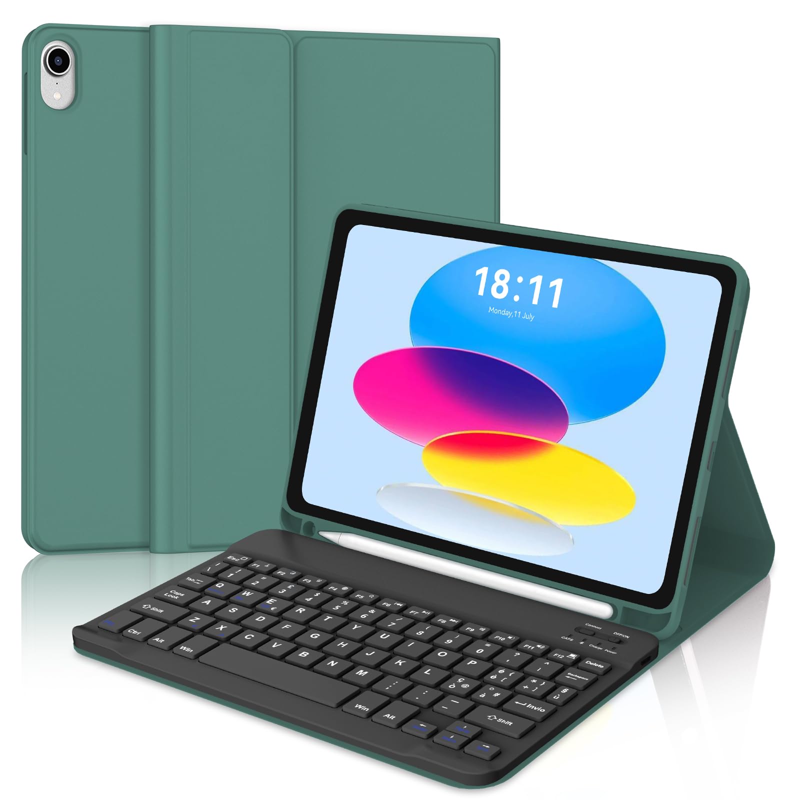 Custodia Con Tastiera Bluetooth Per IPad 11a E 10a Generazione - Rosa, Con Supporto Pencil E Batteria Lunga Durata - Foto 2