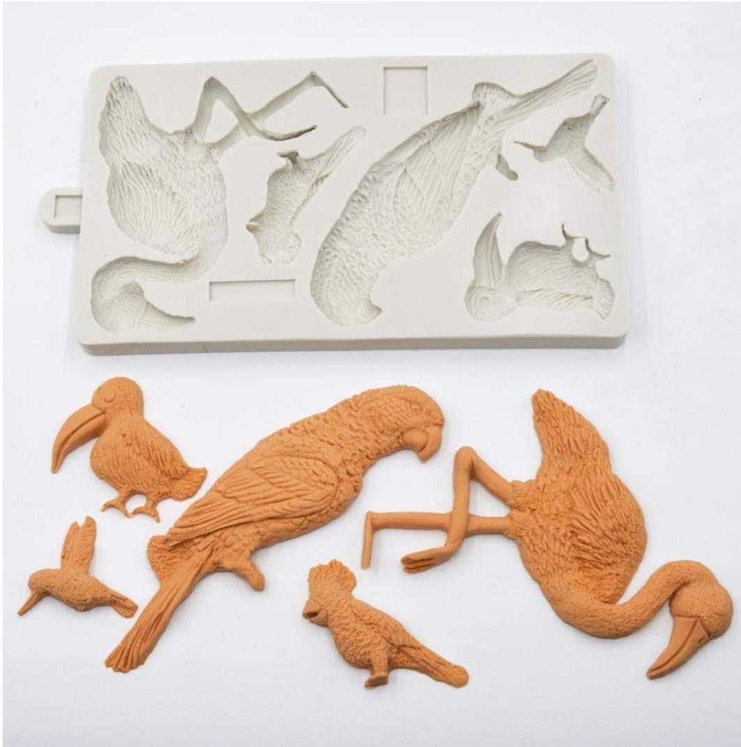 Aisoway Parrot Tropical Leaf Baking Mold Silicone Fondant Cake Chocolate Bakeware Mould(Random Color)