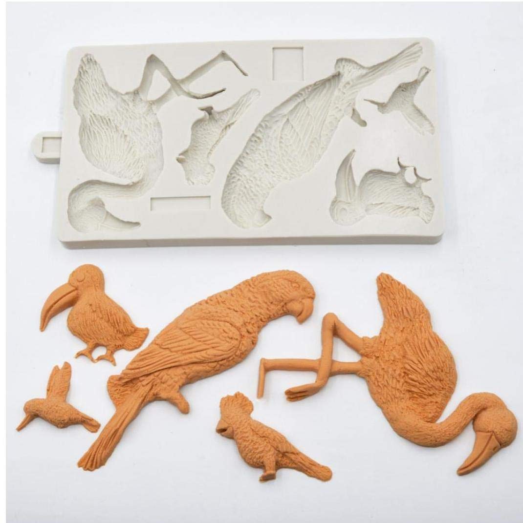 Aisoway Parrot Tropical Leaf Baking Mold Silicone Fondant Cake Chocolate Bakeware Mould(Random Color)