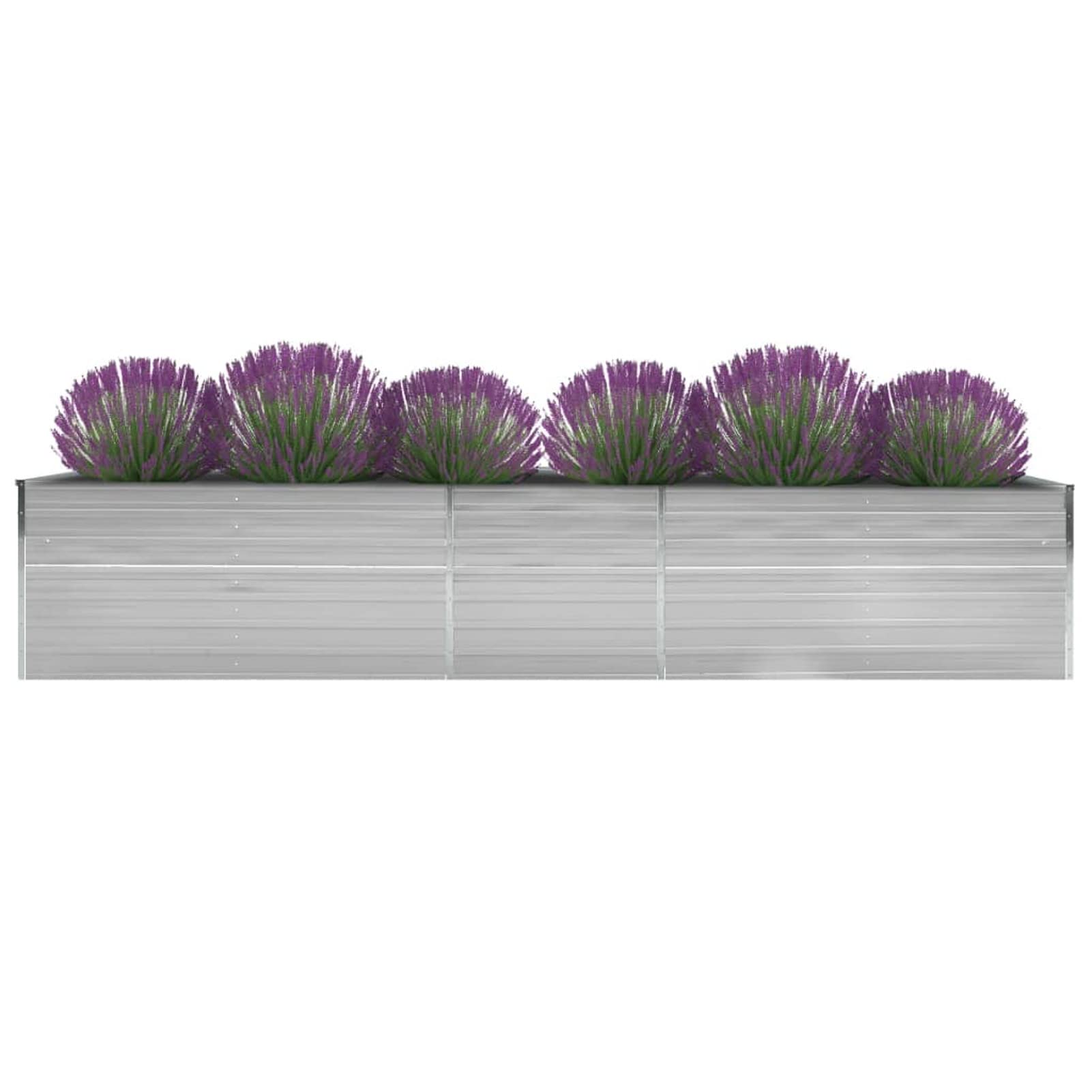 IKAYAA Raised beds for garden vegetables Metal Outdoor Elevated Planter Box Galvanised Outdoor Planter Flower Pot for Herbs and Vegetables Use for Patio Garden Balcony-grey-400 x 80 x 45 cm