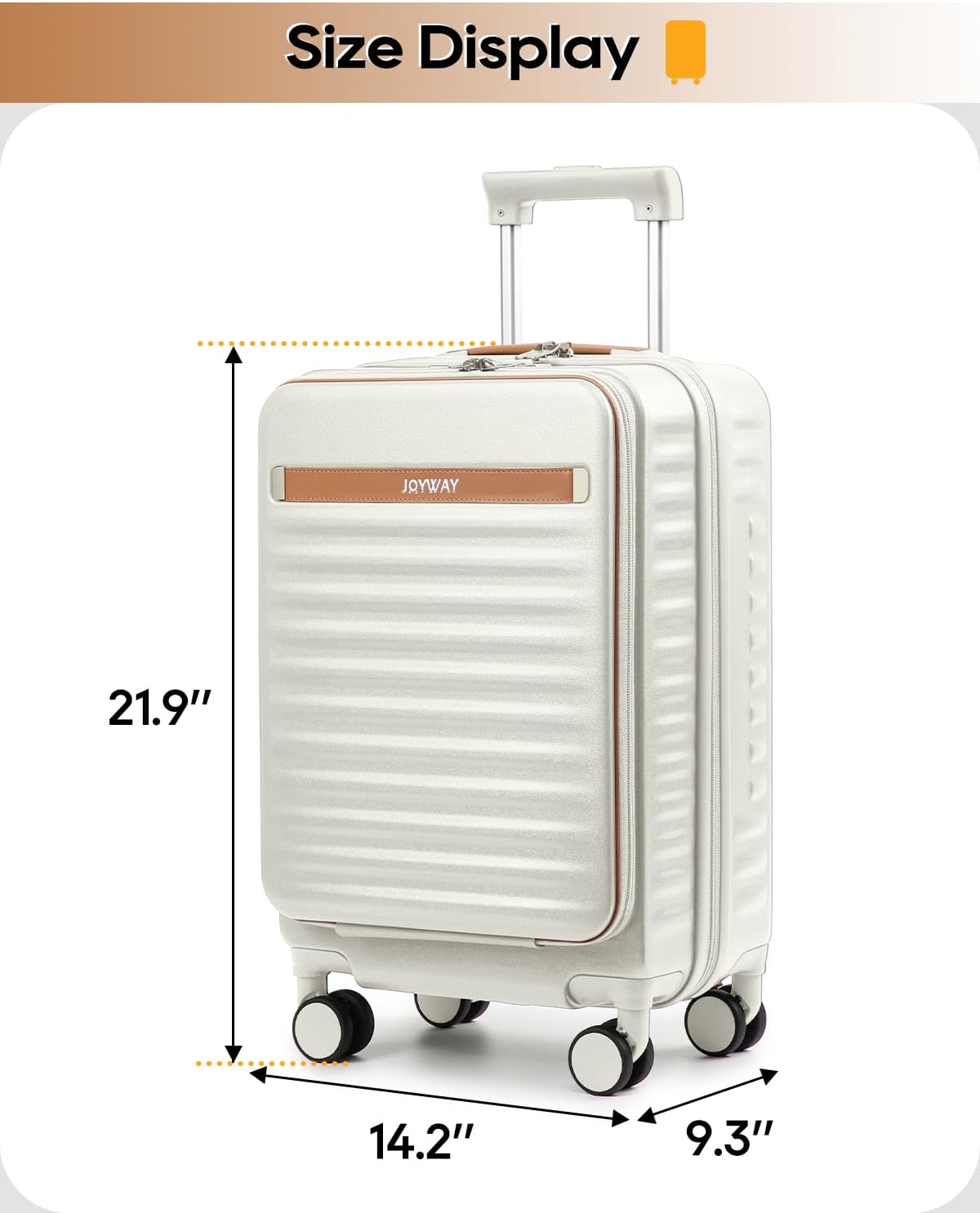 Joyway Carry on Luggage Airline Approved with Front Compartment and Cup Holder, 20 Inch Hard Shell Carry-on Suitcase with Spinner Wheels and TSA Lock for Women Men - Image 7