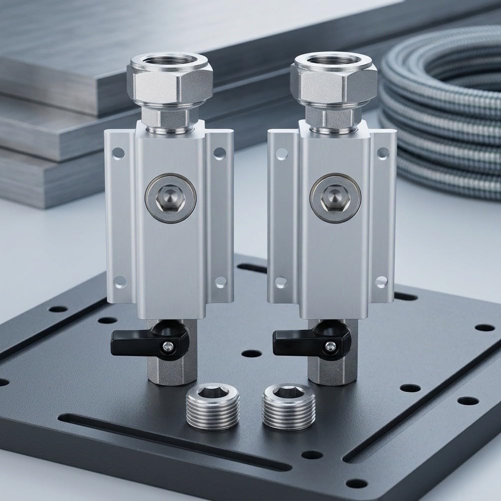Set di valvole a blocco in alluminio ad alta resistenza da 3/4" con spegnimento rapido e raccordi in ottone per sistemi di compressori d'aria