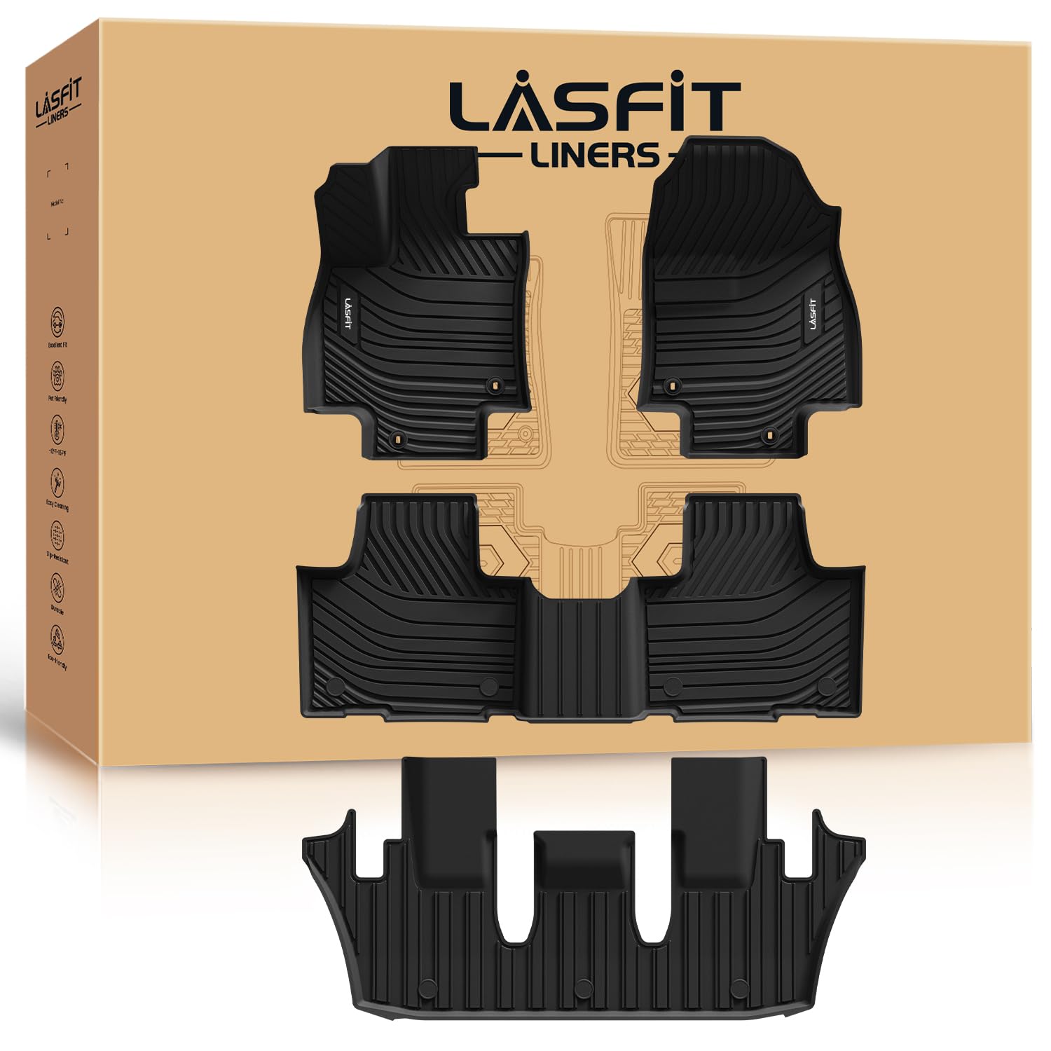 LASFIT Floor Mats for Toyota Grand Highlander 2024 2025 2026 Include Hybrid for Lexus TX350 2024-2026 Custom Fit