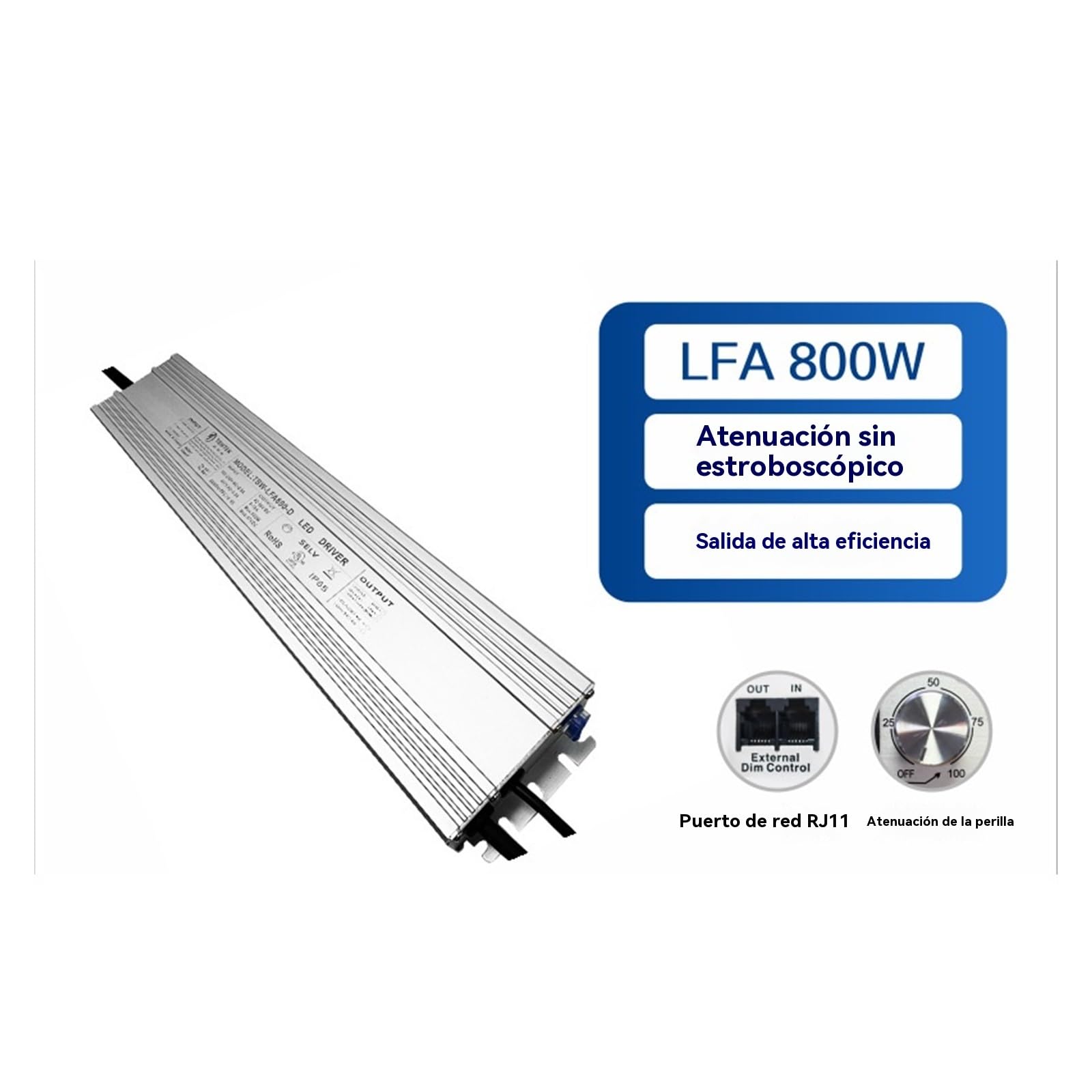 Transformateur LED Alimentation LED Haute Puissance 800 W, Courant Constant 0-10 V, variateur d'intensité, éclairage paysager, éclairage Intelligent, Facile à Installer