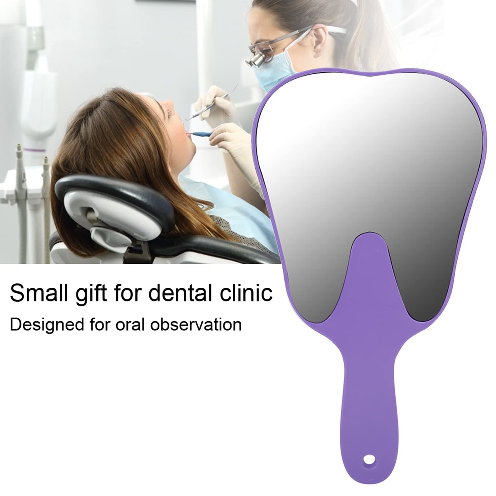 Espejo de Dientes, Espejo de Mano Dental con Mango de Plástico para Higiene Bucal (Púrpura)