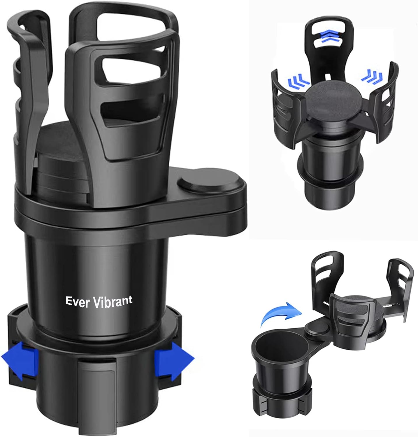 Ever Vibrant Dual Car Cup Holder Expander with Adjustable Base, Upgraded Expandable Cup Holder Expander for Car, Multifunctional Automotive Cup Holder Extender, Extra Cup Holder for Your Car : Automotive