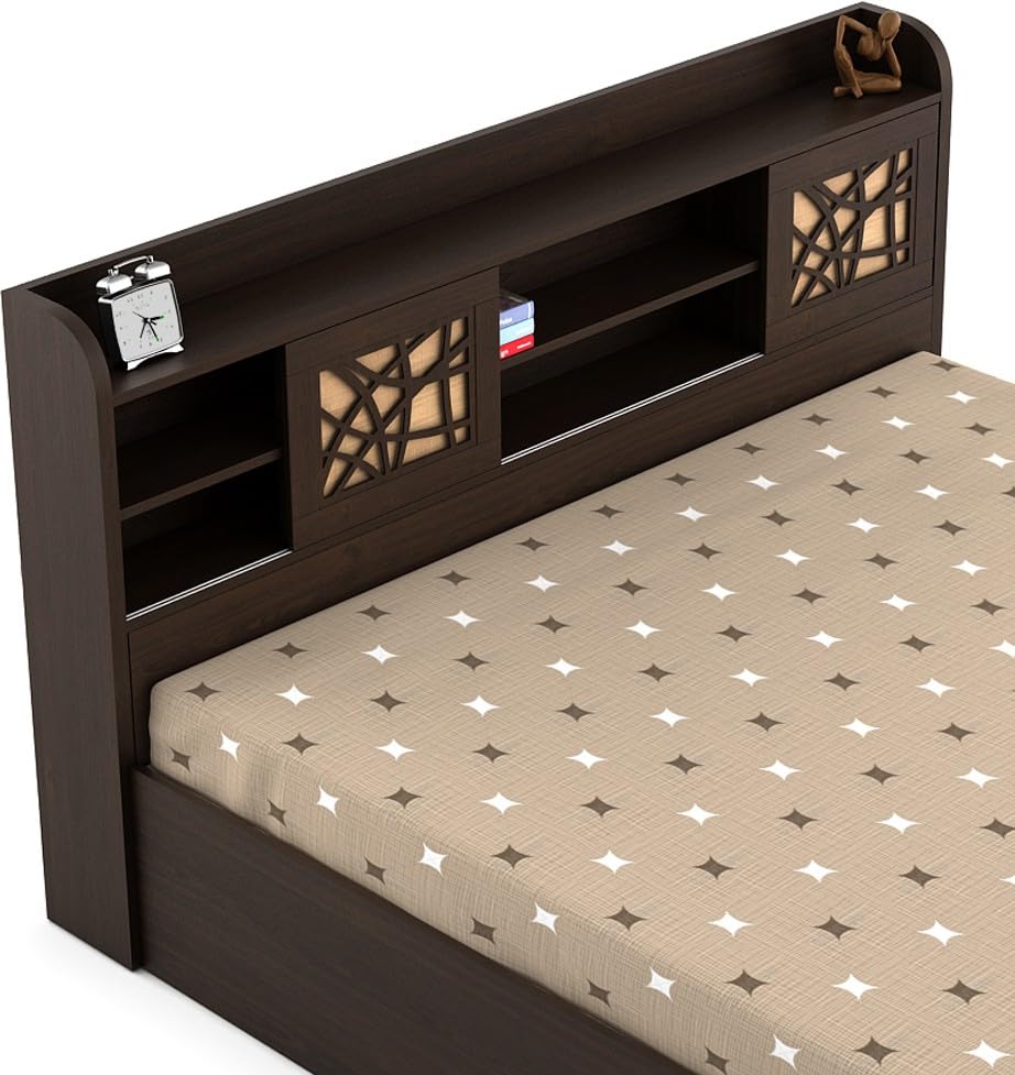 Image of Spacewood Mayflower King Bed | King Size (78 X 72) Engineered Wood Bed with Box Storage| 3 Year Warranty | Modern Design | Vermount