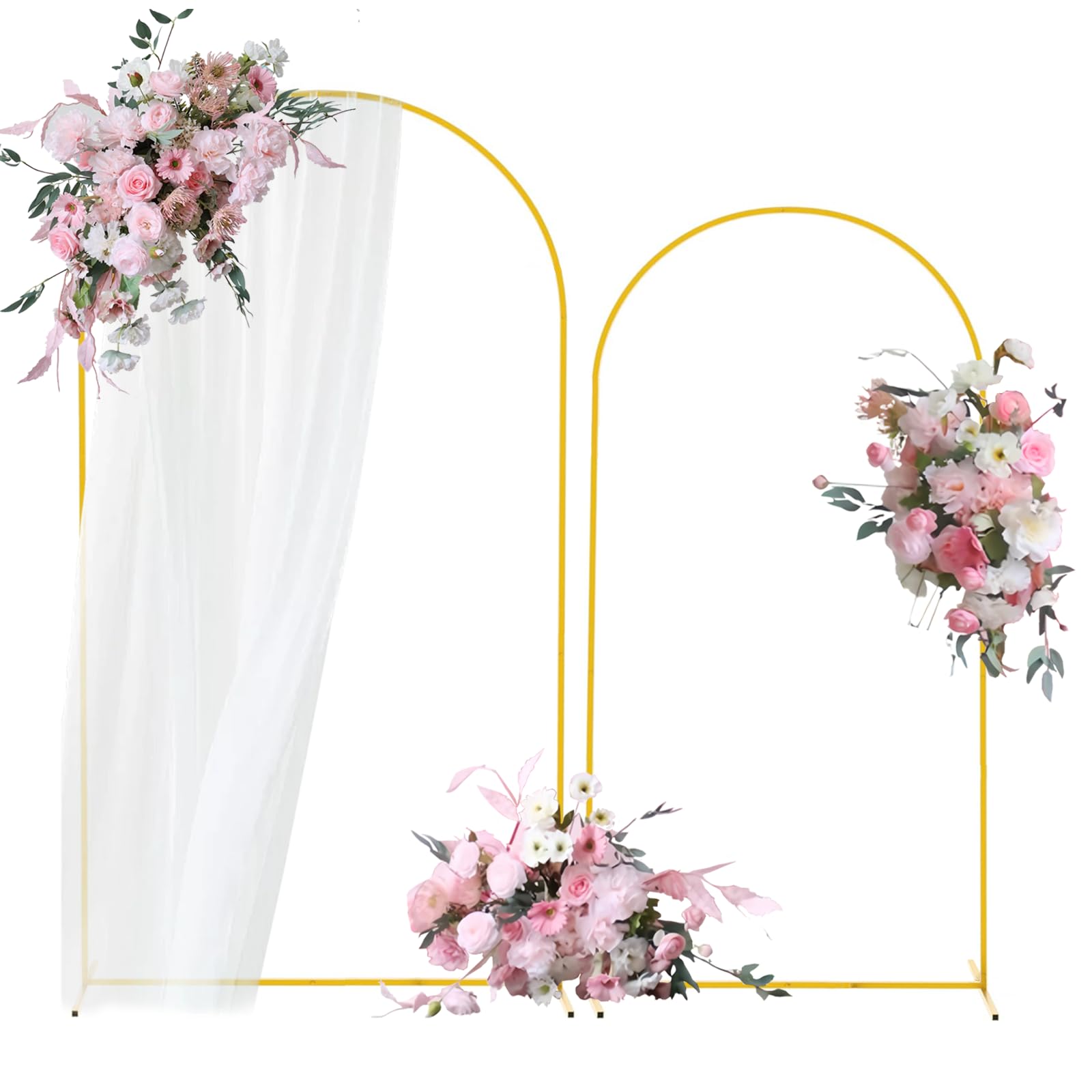 bazen wedding arch backdrop stand 7.2ft, 6.6ft set of 2 metal arch backdrop stand for birthday party wedding ceremony bridal baby shower banquet party event decor