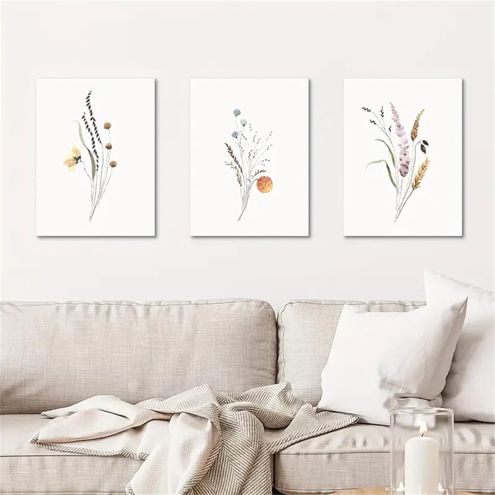 WBYZAC Botanical Posters-Abstract Modern Plant and Flower Wall Pictures Poster Art Paintings, Office, Home, Bedroom Kitchen Wall Decoration Painting Artwork-60 * 80cm*3PCS (No Frame)