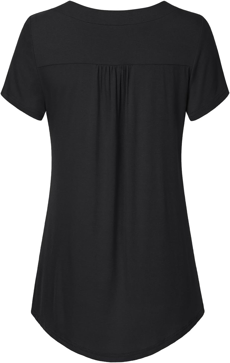 Women's Summer Short Sleeve V Neck Flowy Plus Size Tunic Top - Image 2