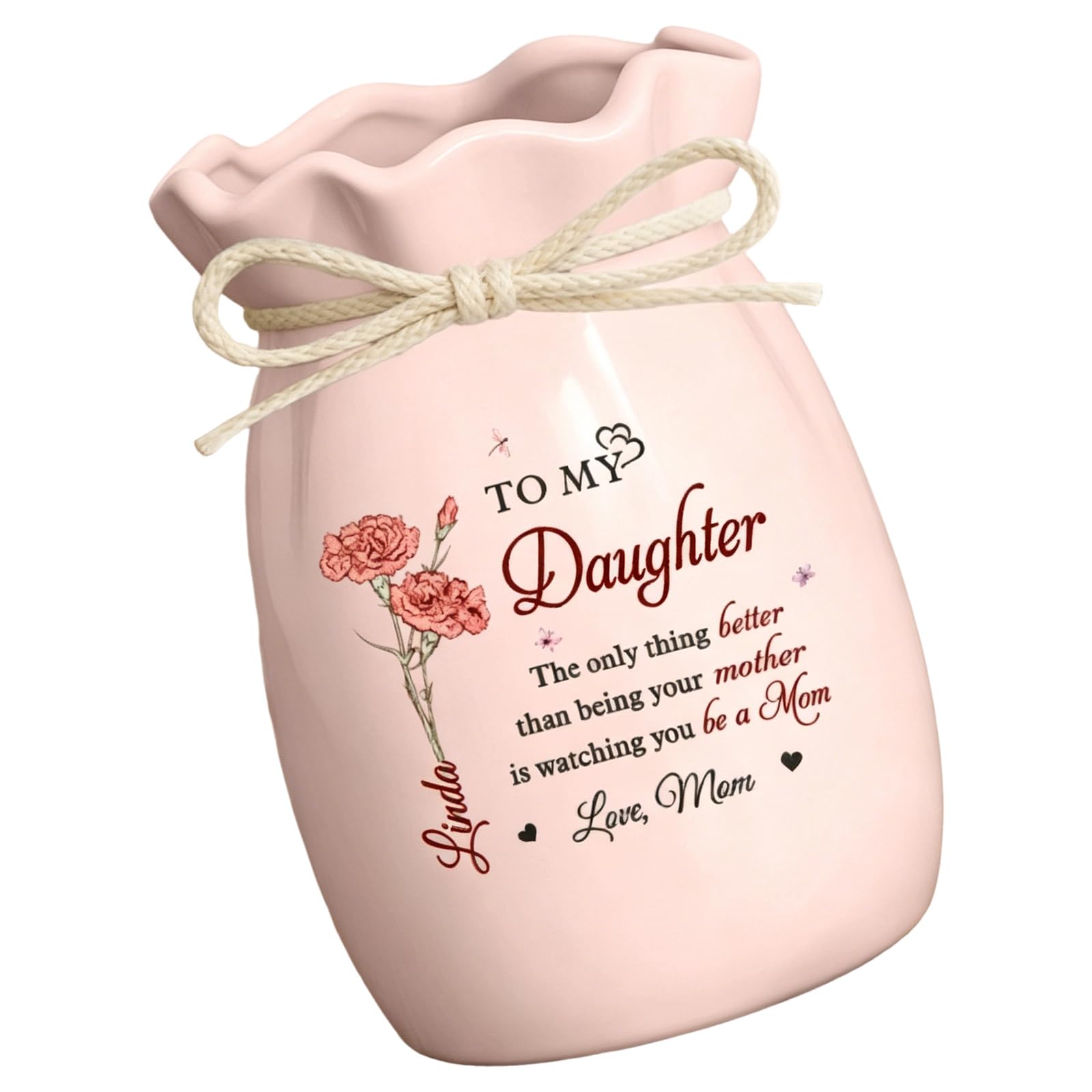 TQUXNGA Vases for Daughter From Mom Personalize Mothers Day Flower Decorative Vase Mothers Home Decors Gift Mother to Daughter