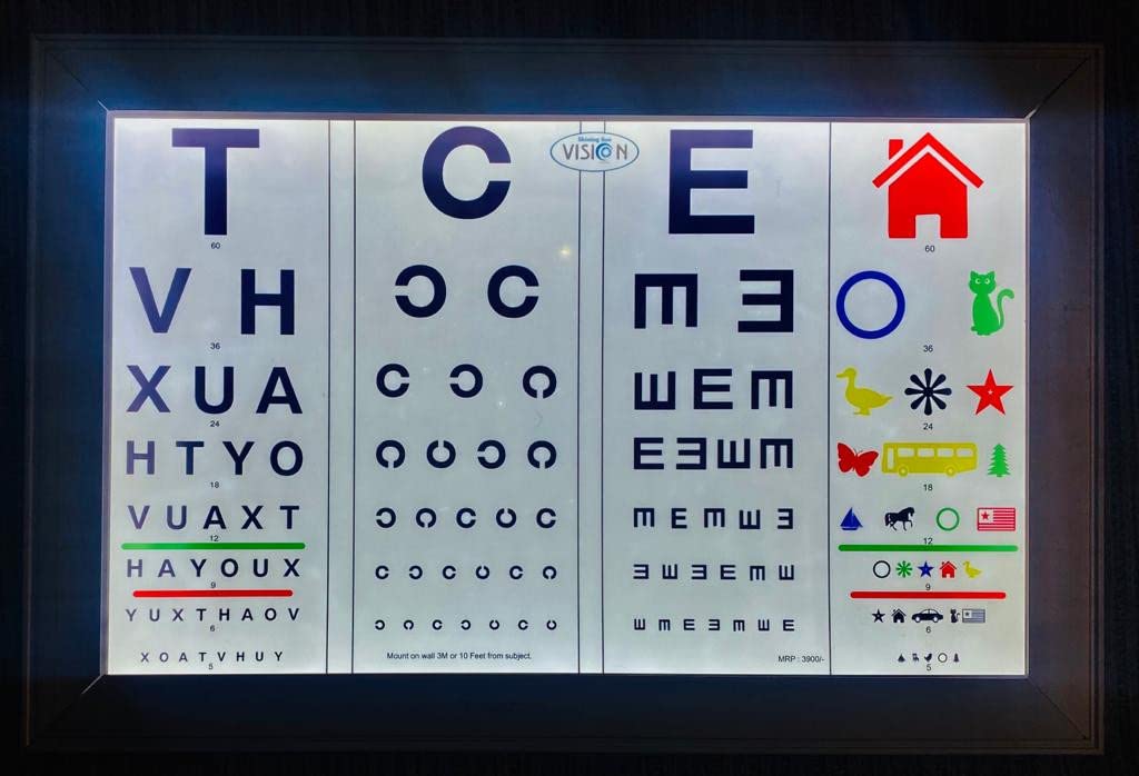 Sponsored Ad - Led All in one Vision Testing Chart for 3M or 10 feet Distance (Alphabet, C, Tumble E, Image Chart)