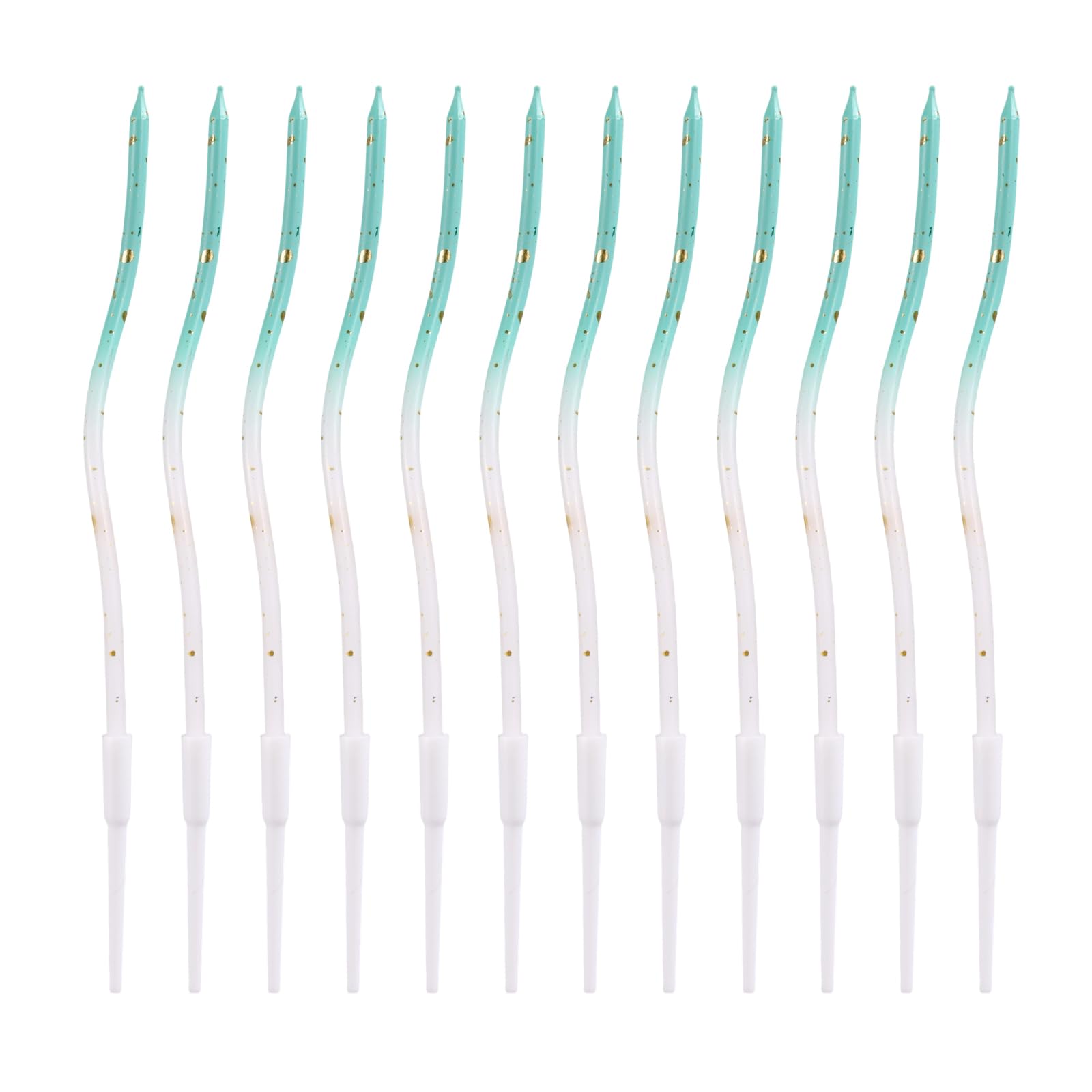 12pcs Twisty Spiral Cake Candles with Holders, Twist Slim Long Birthday Cake Candles Cupcake Decoration with Stand for Birthday Party Wedding Anniversary (Mix Gradient 3)
