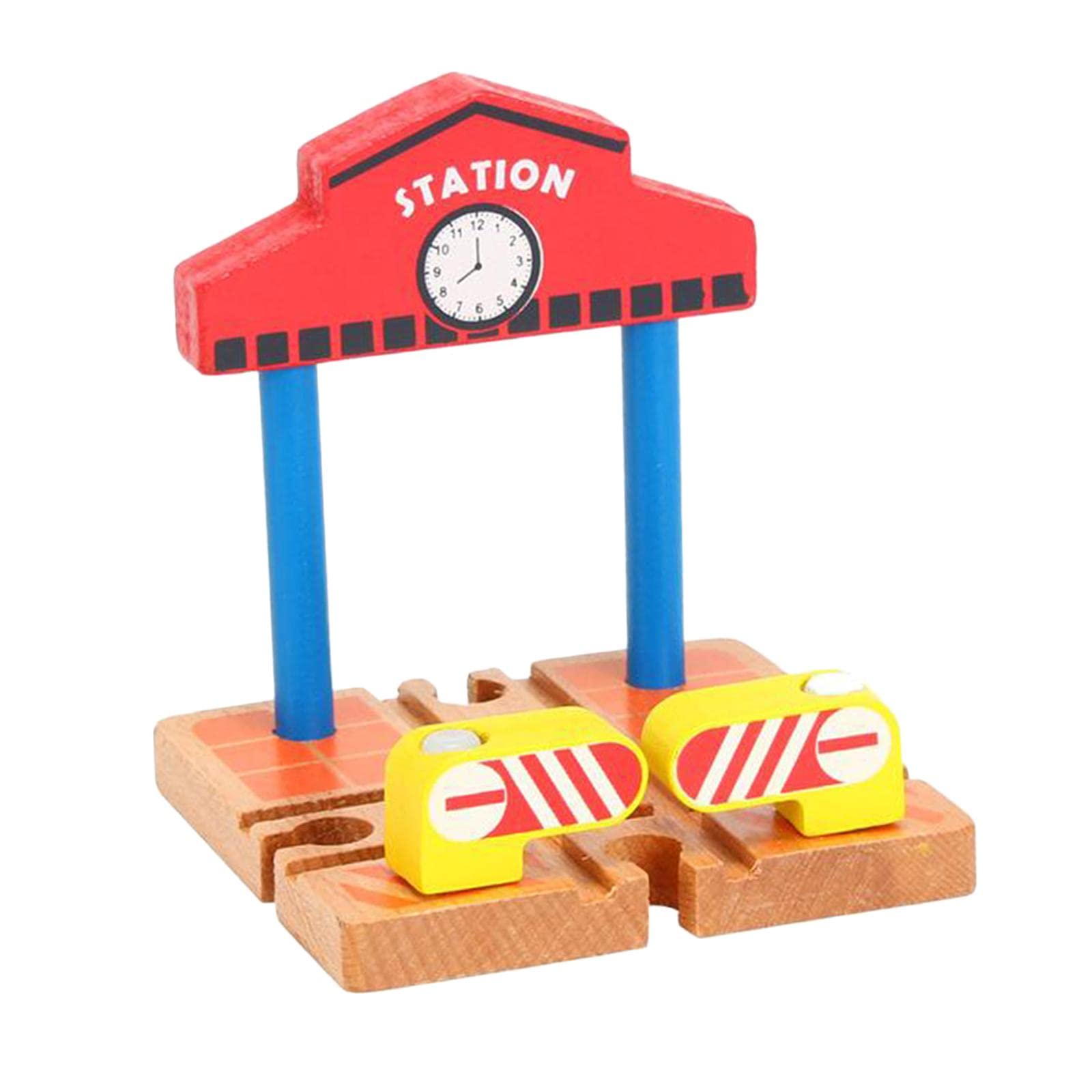 Kids Wooden Train Accessories Building Play Set Toy Station Platform-picture-14
