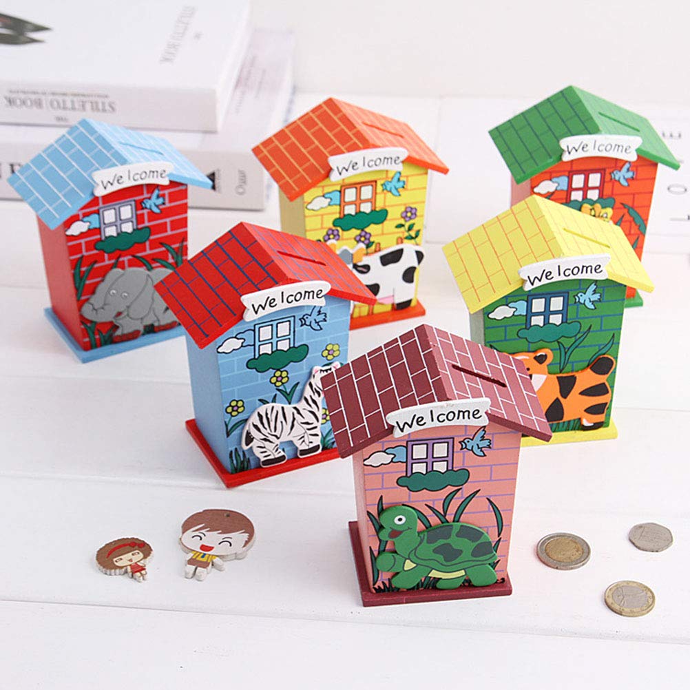 ZHENGTU Piggy Bank for Kids Wood House Animal Designs, Multi Color Perfect Return Gift for Kids Birthday Party (Pack of 2) (B07QYY8BXF) Amazon Price History, Amazon Price Tracker