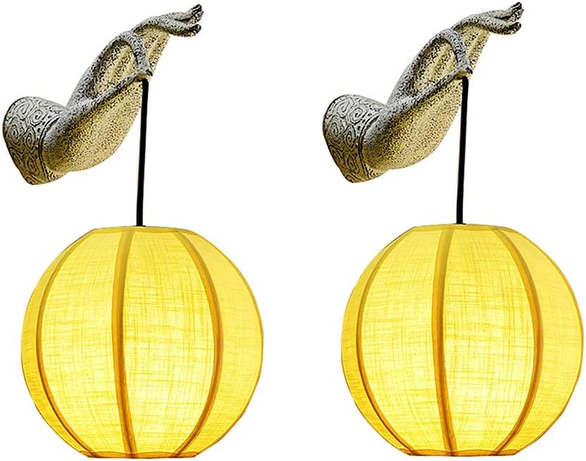 XUEPING Wall Lamp Wall Lamp Home Decoration Bergamot Antique Zen 2 Dimensions Retro Retro Suitable Restaurant Living Room Bar Pavilion Apartment (Size : Two loaded)