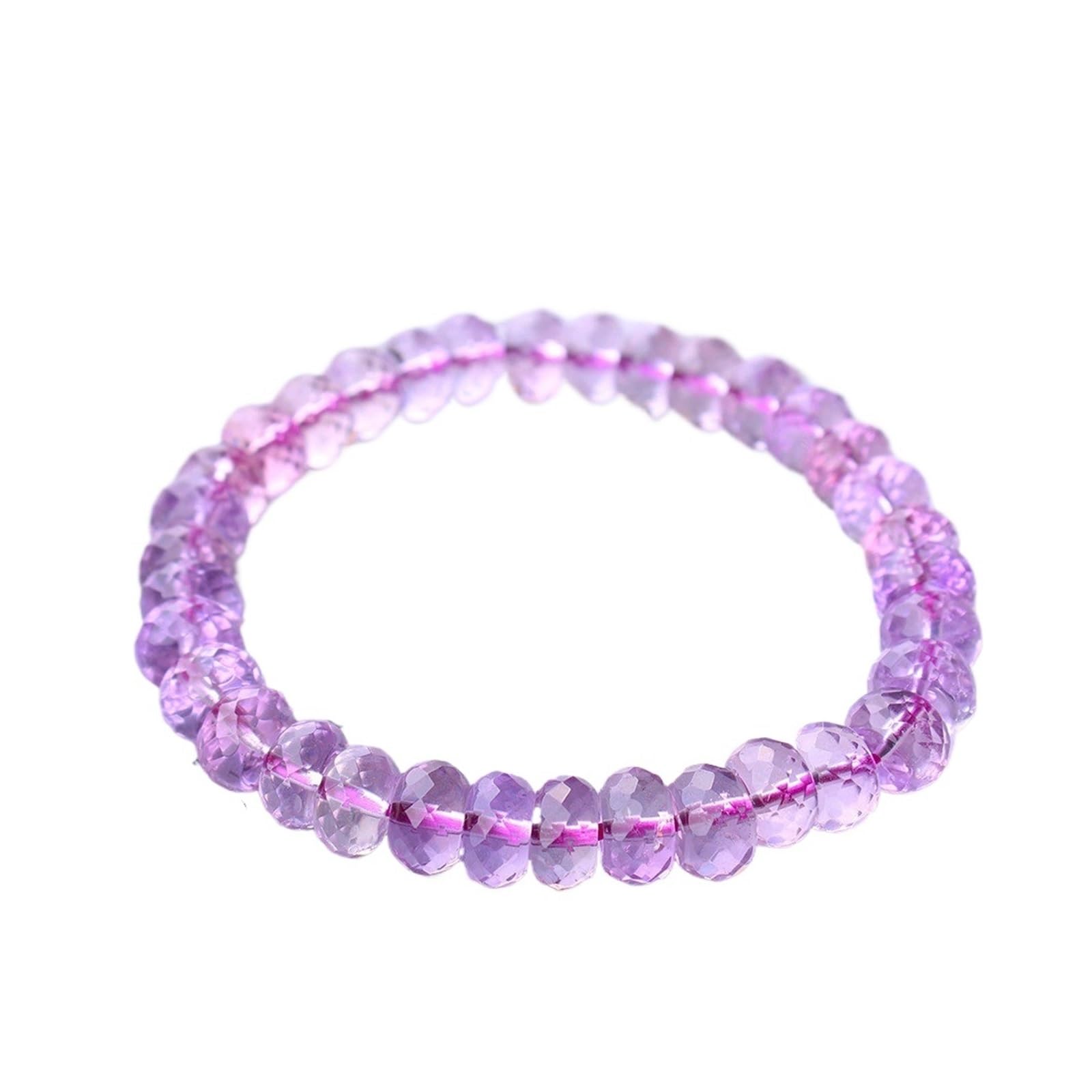 Generico Bracciale con perline sfaccettate di quarzo ametista viola naturale 7mm 8mm 9mm Donna Uomo Pietra lavanda elasticizzata AAAAA