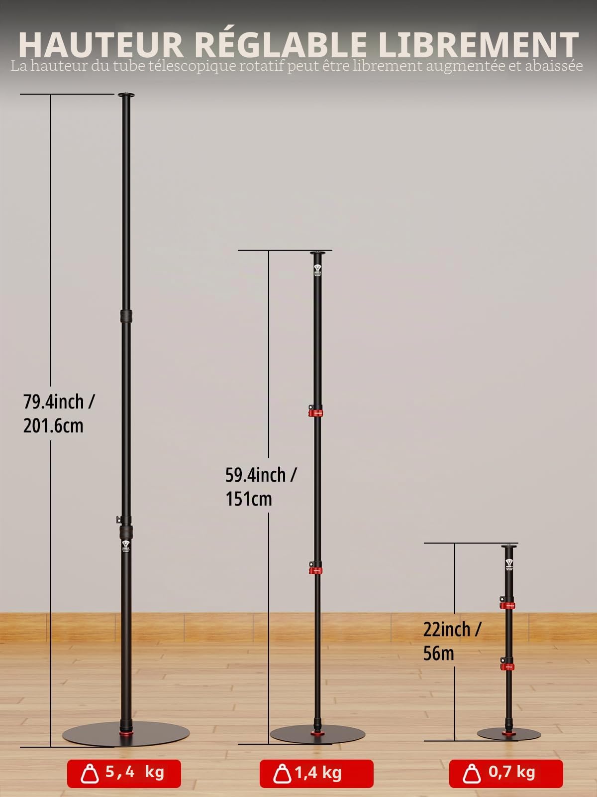 IFOOTAGE Cobra 2 RB-A400 Monopode Professionnel en Aluminium pour Appareil Photo,Monopode de Studio,Base Lestée et Hauteur Réglable,Support de Sol,Support D'éclairage,Diamètre de la Base : 40 cm