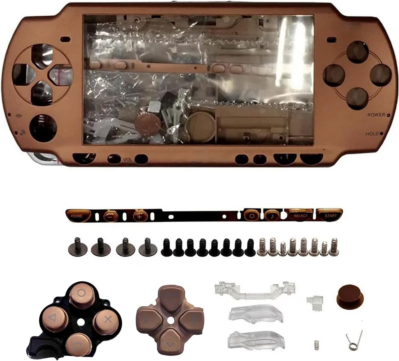 OSTENT Full Housing Shell Faceplate Case Parts Replacement Compatible for Sony PSP 2000 Console - Color Brown