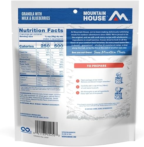 Miniatura 4 de Mountain House Granola con leche y arándanos liofilizados para mochileros y campamentos, paquete de 6
