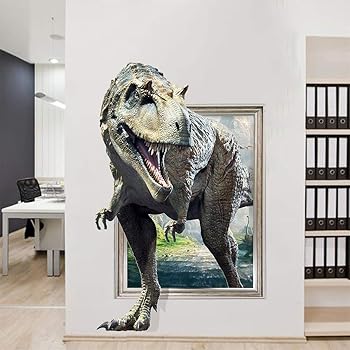 Amazon Com 3d Dinosaur T Rex Head Wall Art Sticker Kids Boys Bedroom Vinyl Mural Decal Home Kitchen