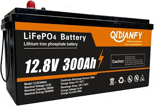 12V 300Ah Lithium LiFePO4 Battery, 200A BMS, 3840Wh