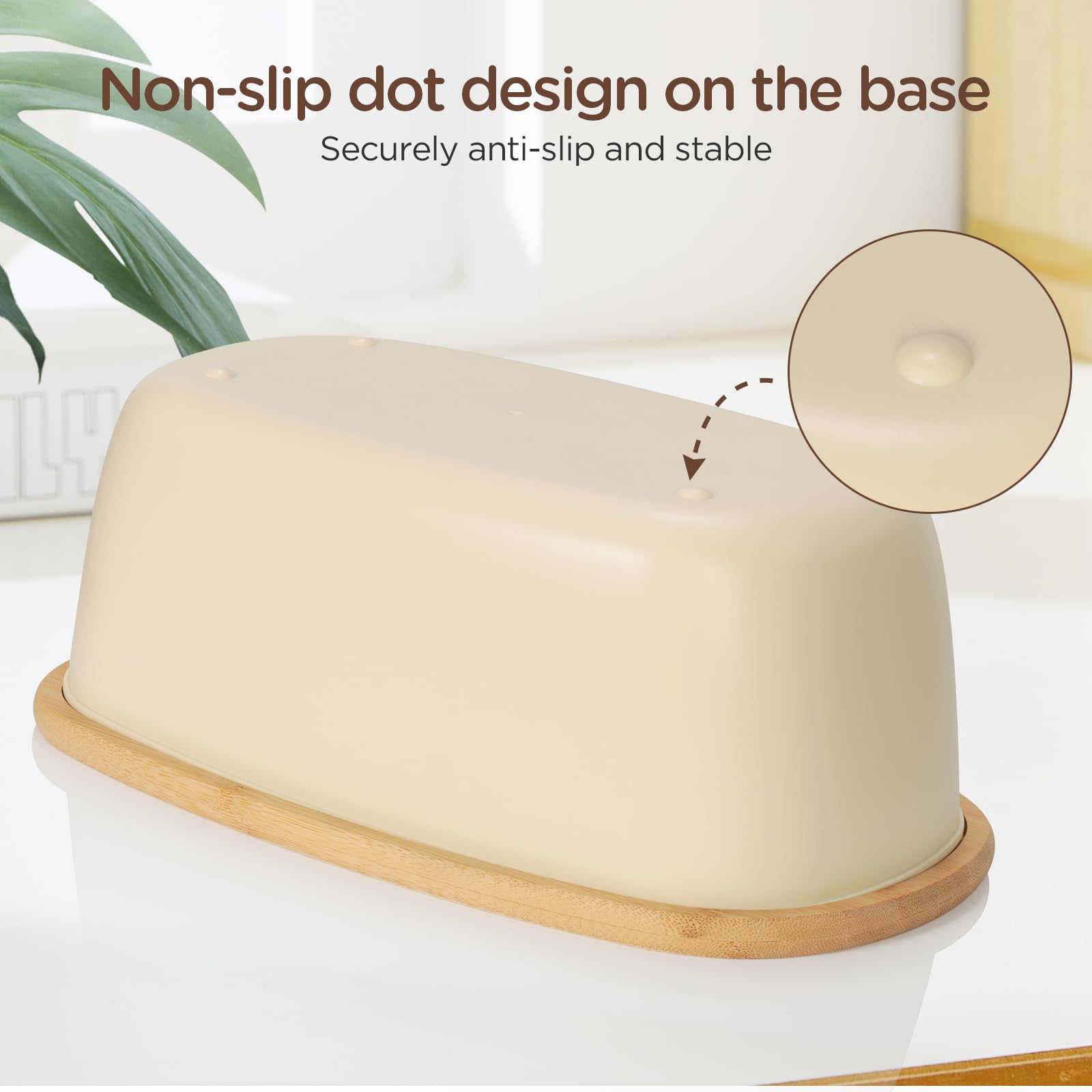 VINATO Scatola per Pane in Plastica con Coperchio in Bambù, 6L - Portapane con Sacchetto in Cotone, Bread Box