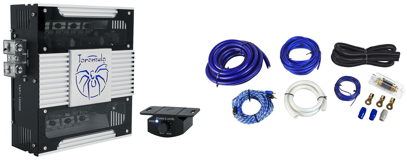 Audiosavings Bundle: (1) Soundstream TXP1.12000D 12000 Watt Mono Amplifier 1-Ohm Car Stereo Amp Bundle with (1) Rockville RWK01 0 Gauge Complete Car Amp Wiring Installation Wire Kit w/RCA's (2 Items)