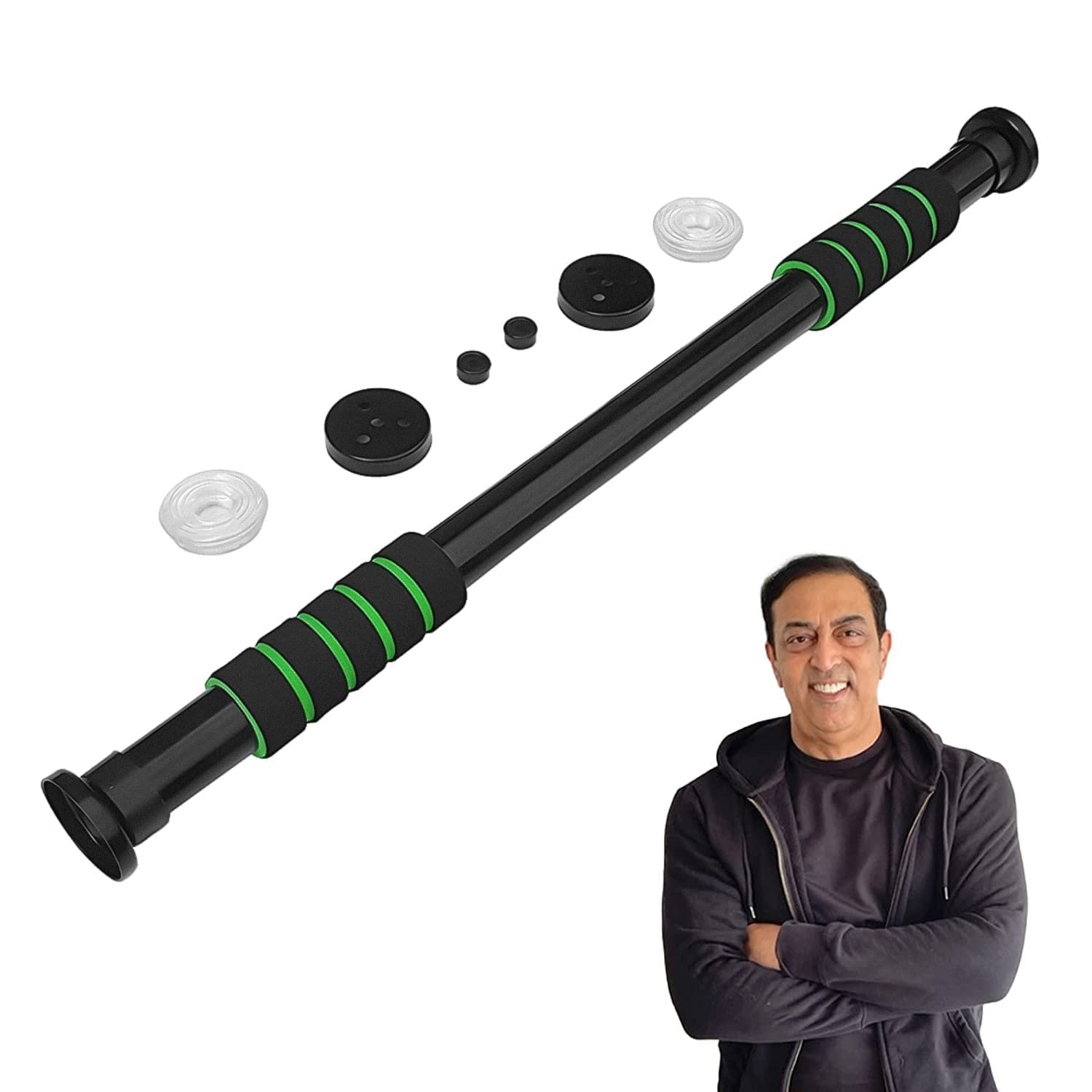 Skull Sports Industries Pull-Up Bar for Home Workout | Non-Slip Carbon Steel Gym Bar | Adjustable in Length, Mountable Door Bar with Foam Pads & Rubber Stoppers | Black, Size: 62 (B0BHJDVXBD) Amazon Price History, Amazon Price Tracker