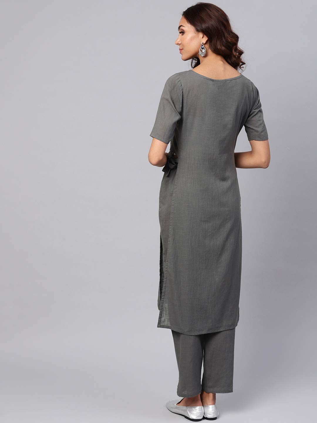 Idalia Rayon Solid Straight Kurta Set For Women 3/4 Sleeve, Round V Neck Designer Kurta With Pant