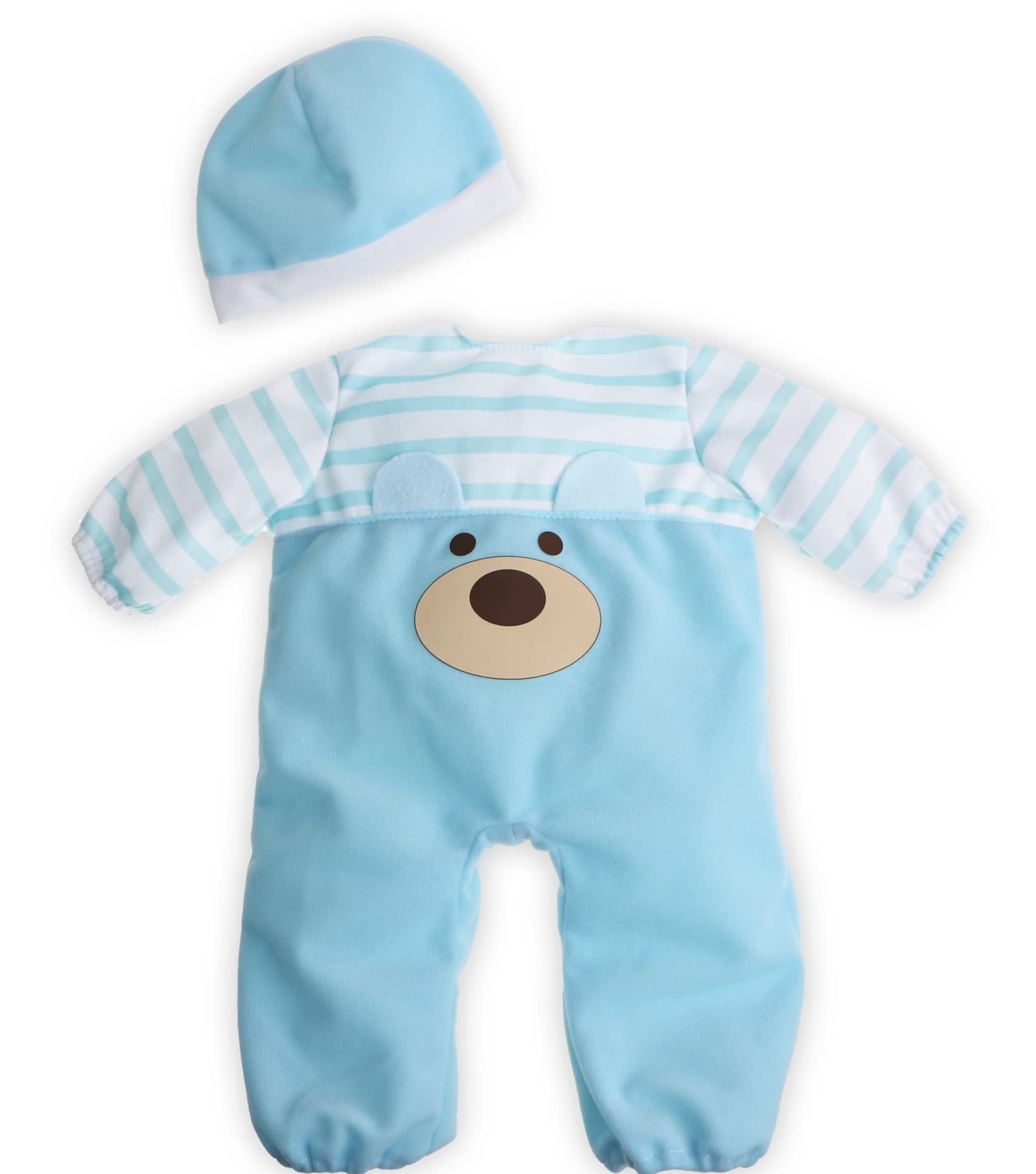 JC ToysBlue Bear Themed Romper with Pacifier for Dolls up to 20"