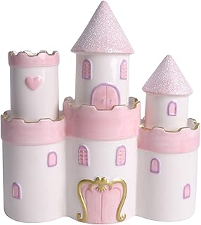 Vencer Large Ceramic Princess Castle Piggy Bank Kids Piggy Bank for Girls and Boys,Money Bank,Kids Piggy Bank,Pink,Great Gift Toy for Kids,VTM-01