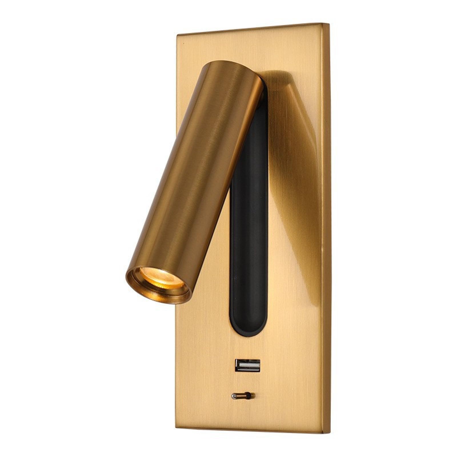 SMCCYYSD Modern Wall Sconce with USB Port Charging for Bedside Adjustable Rotation Lamp led Reading Light Switch or Type-C Interface(USB, Gold)
